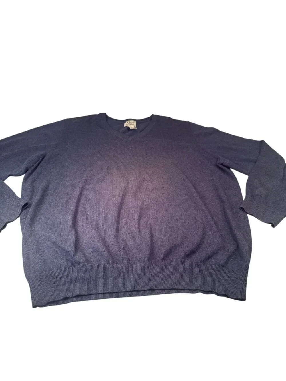 LL Bean Cotton V Neck Sweater Men Cashmere Pullover Shirt Long Sleeve Large